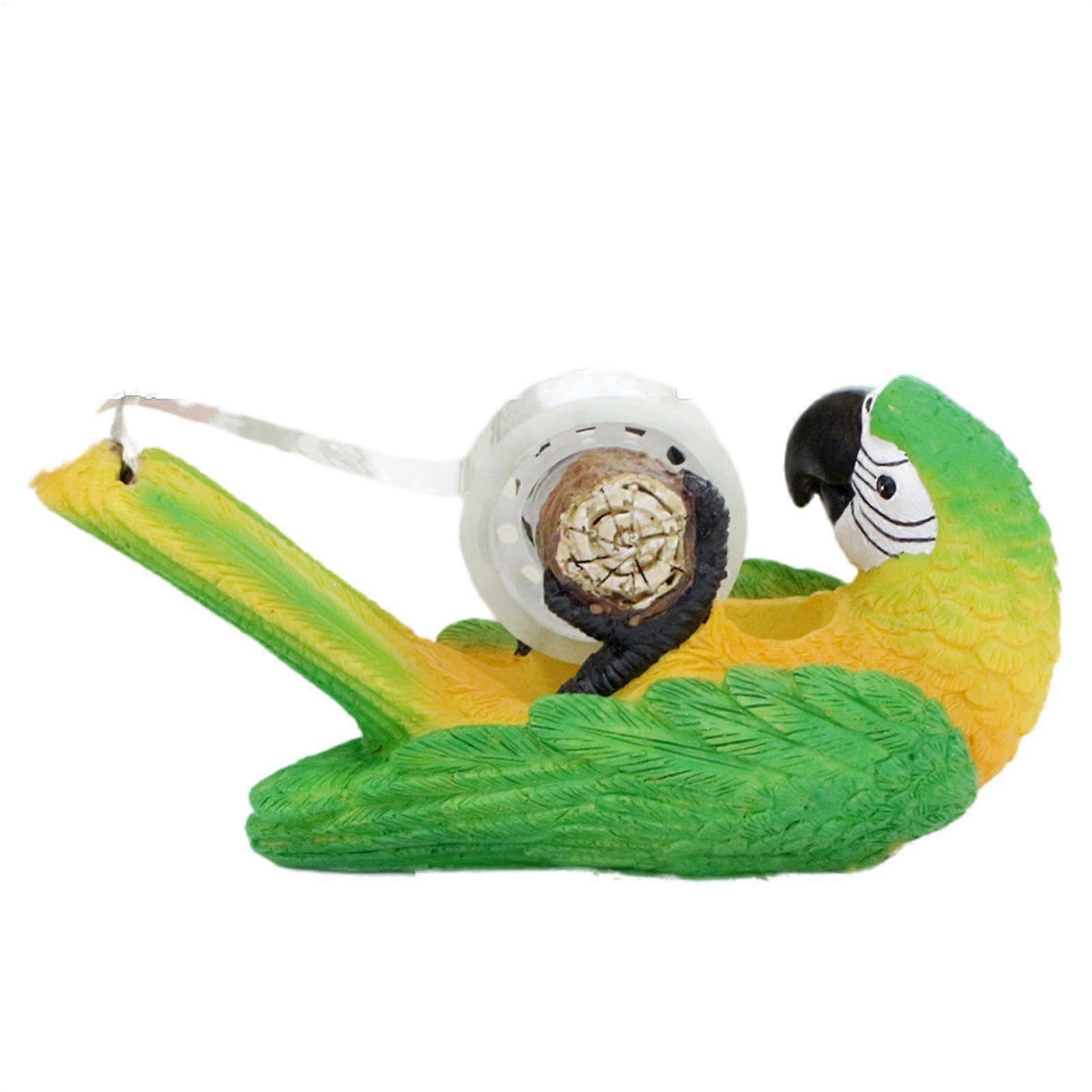 Testing the tape dispenser for parrots to dispense the tape.