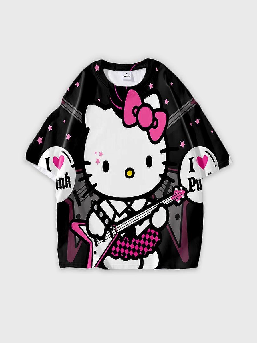 T-shirt girocollo Cartoon Pattern manica corta sciolta M12