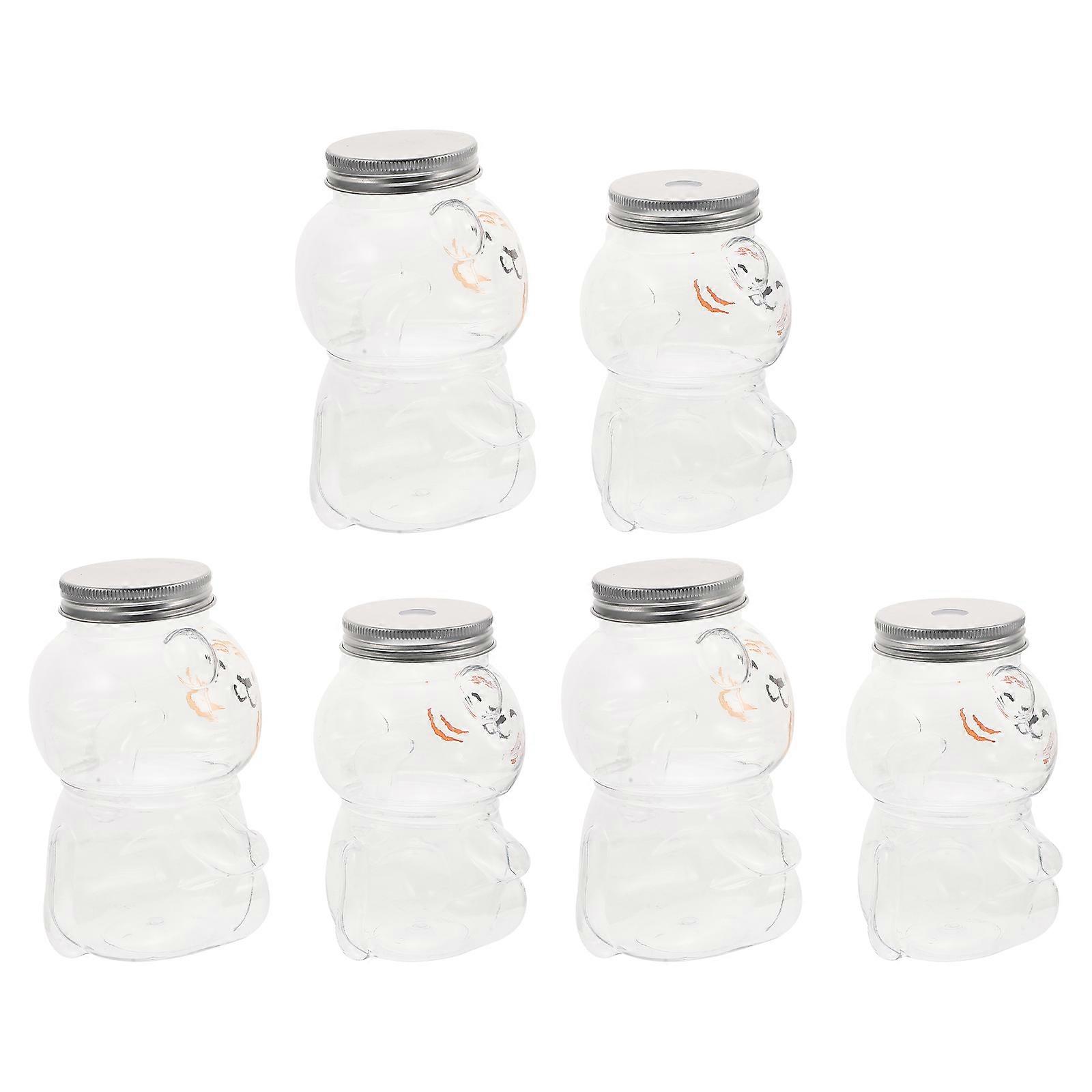 Adorable Tiger Shaped Drink Bottles with Sealed Caps for Storage Made of ABS Assorted Color 6pcs