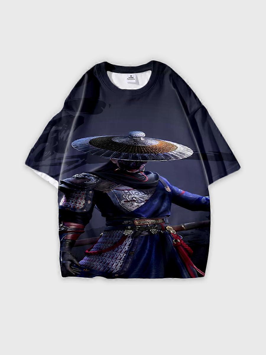 T-shirt round neck Character Pattern loose short sleeve P1394