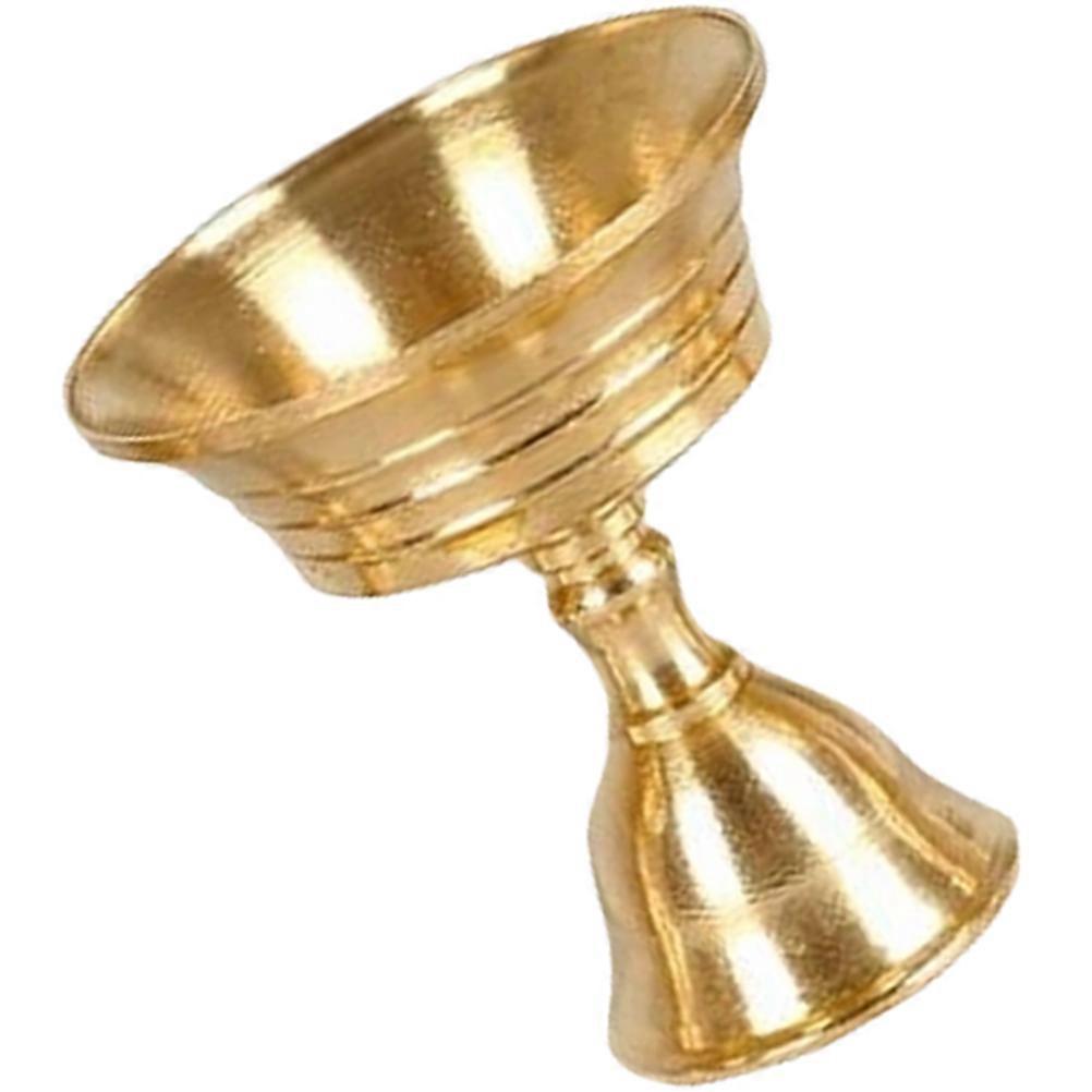 Golden Copper Decorative Candle Holder for Decoration Use Solid Liquid Ghee Double Head 6.5 Inches