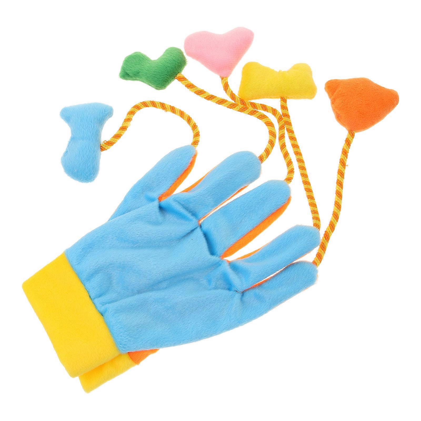 Five Fingers Interactive Cat Teasing Glove with Toy Plush Pet Teaser Set