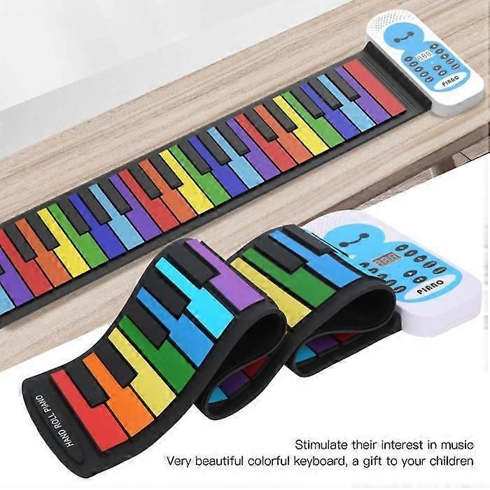 VINGVO Roll Up Piano Soft Keyboard Piano 49 Keys Roll Up Rainbow Portable Piano Silicone Toy for Kids Beginners