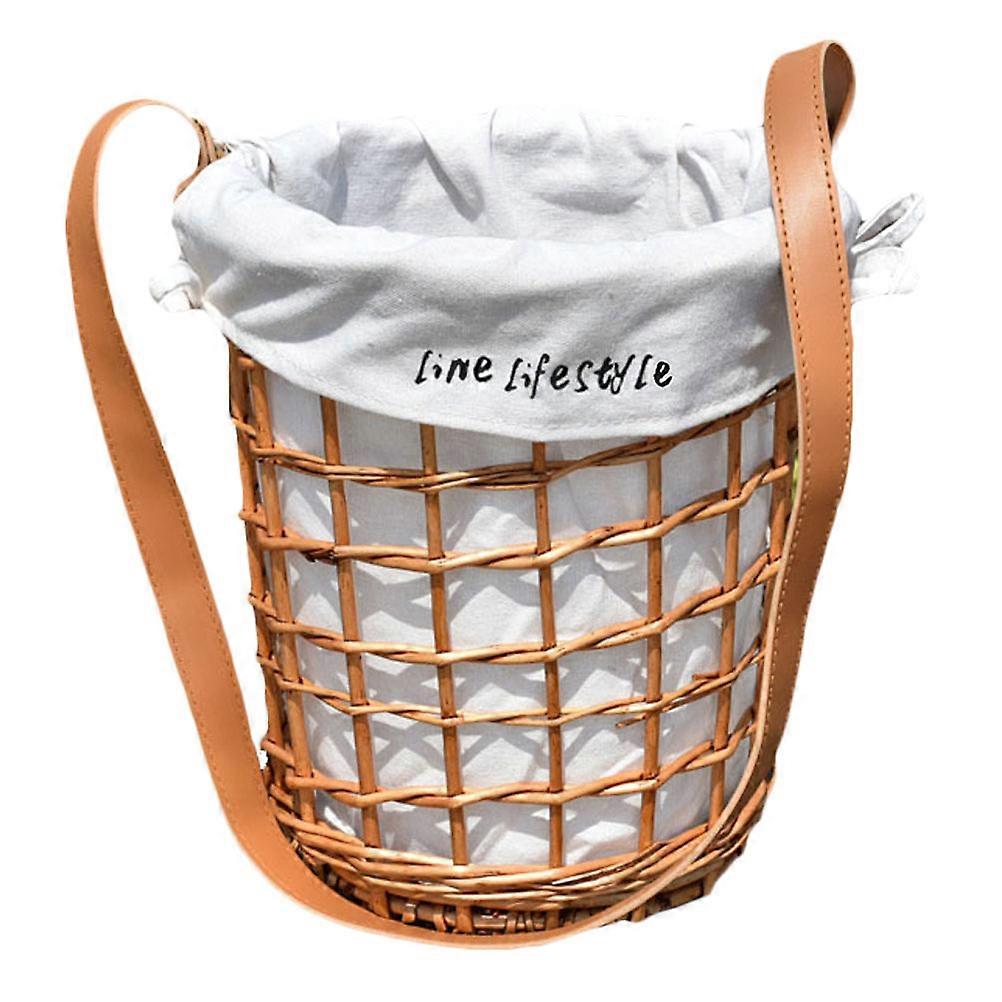 Woven Storage Basket with Handle for Flowers and Sundries Decorative Orange Synthetic Material 1pc