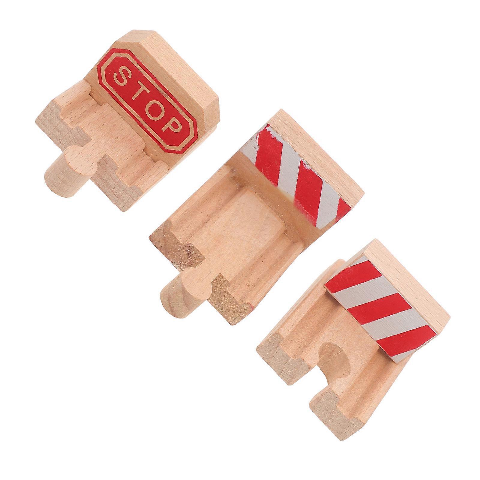 3pcs Wood Concave Train Track Replacement Expansion Railway Tracks Stalled Track