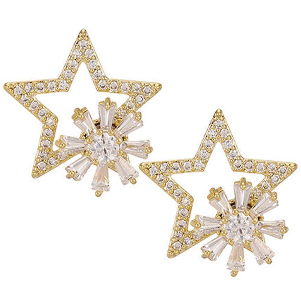 Rotatable Star Ear Studs Alloy Lightweight Hypoallergenic Earrings Shiny Creative Design for Women Party Wedding Graduation