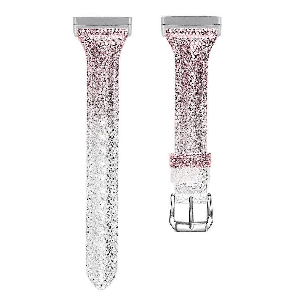 Stylish Pink PU Watch Bands for Men and Women Compatible with Fitbit 3 and Sense Size 9.5 Inches