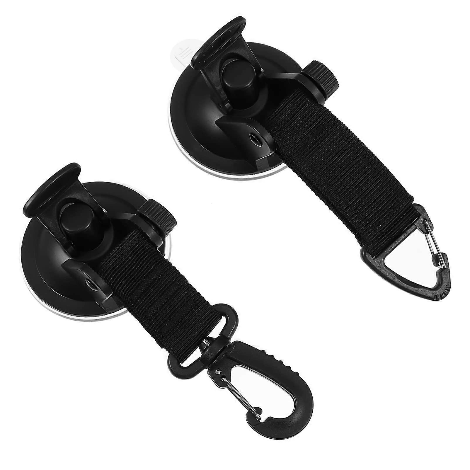 2 Heavy Duty Suction Cup Hooks for Practical Rotatable Suction  For Tents, Camping, and Household Use on Smooth Surfaces, Black