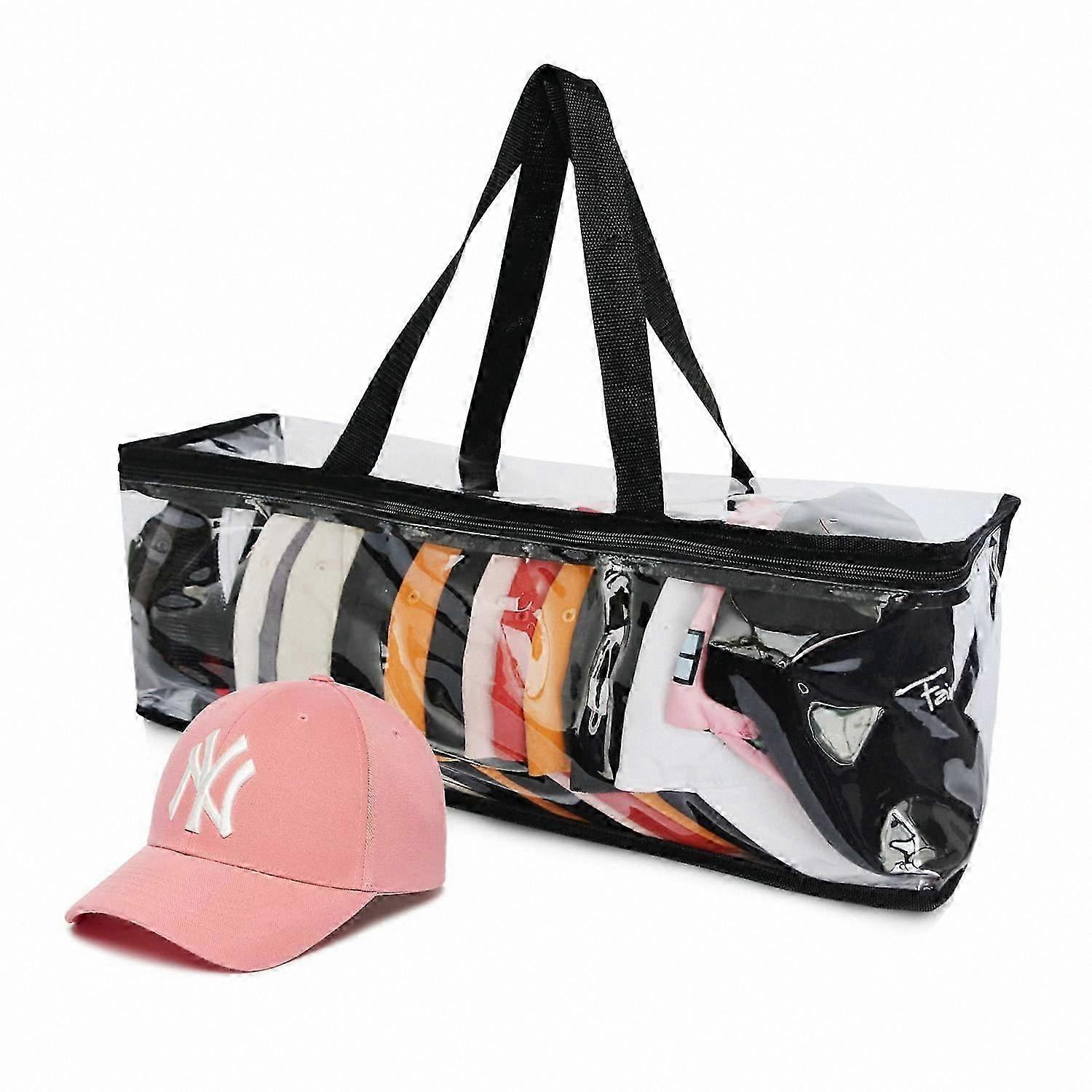 Portable Hat Organizer with Handle, Double Zipper Storage for 20 Caps