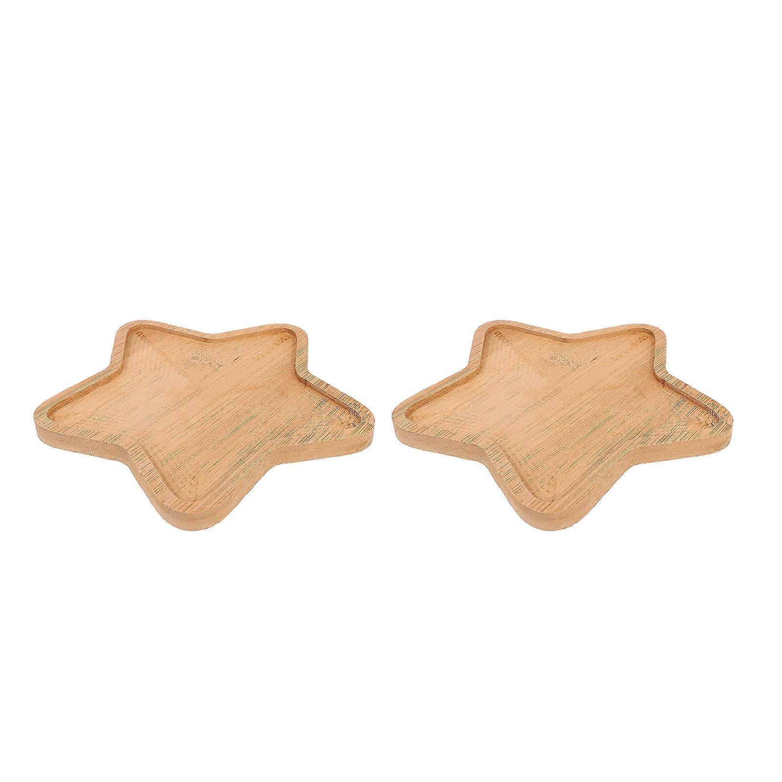 Novel Shape Design Bamboo Tray Fillable Plate DIY Craft Ideal For DIY Enthusiasts Portable Size 2Pcs