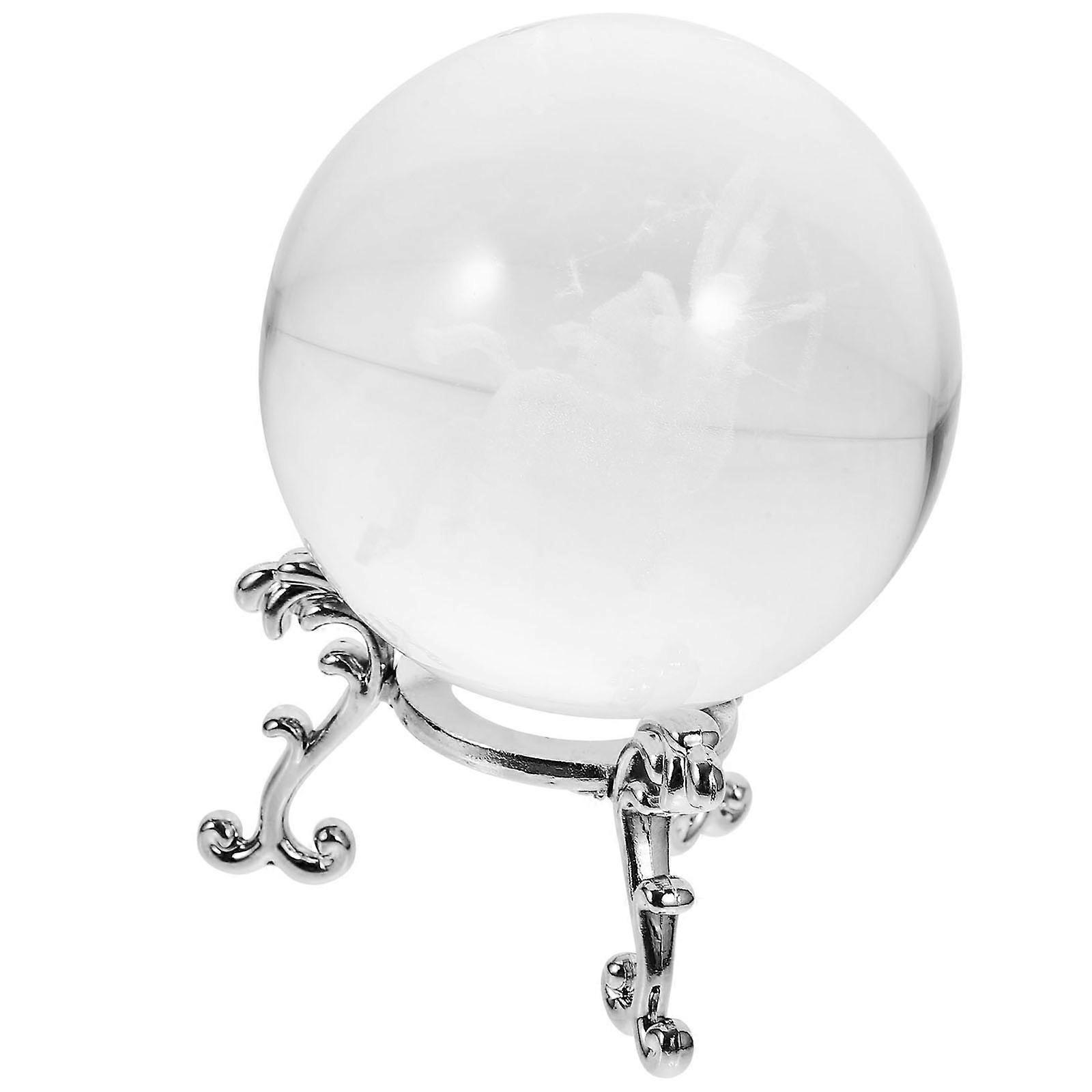 Crystal Ball Decoration with Constellation Pattern Clear Transparent Tabletop Ornament with Metal