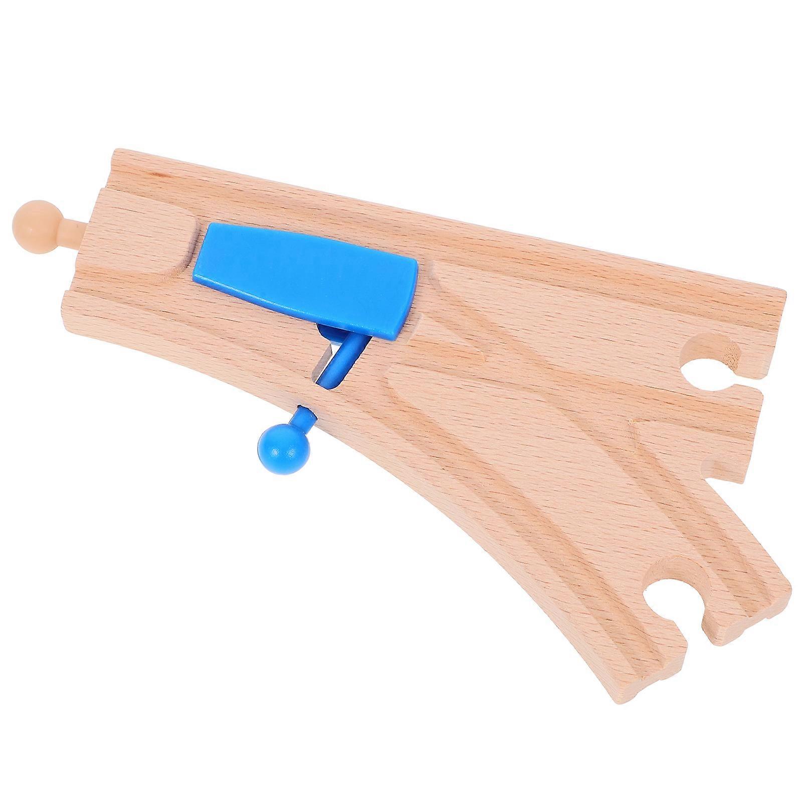 the Train Wood and Plastic Track Set for Toy Play with Blue Components Expansion Pack