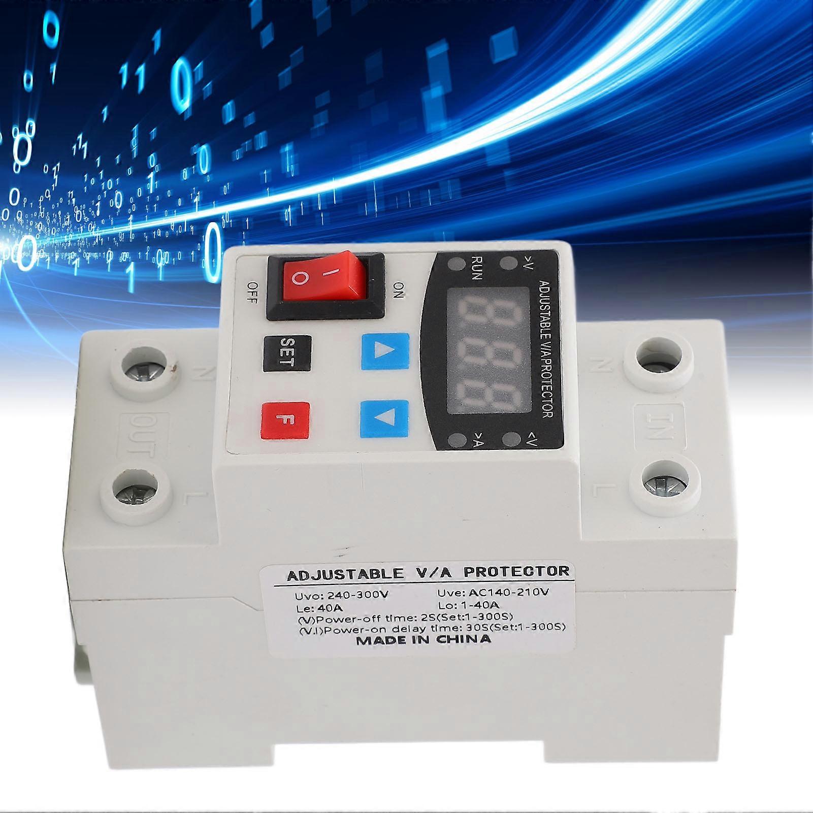 Over Under Voltage Protective Device Adjustable Auto Reset Protector 240V‑300V 40A 