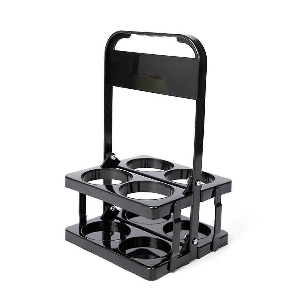 4 Holes Foldable Plastic Beverage Carrier,Reusable Drink Holder with Handle Portable Drink Holder Black