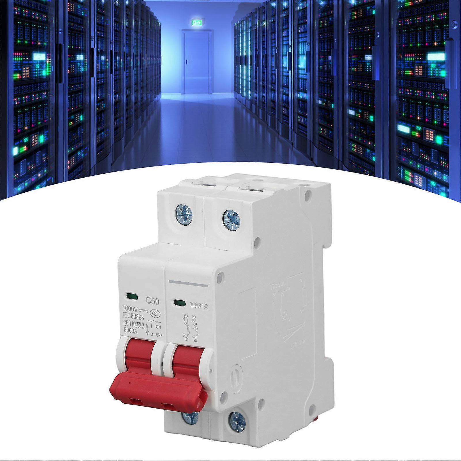 DC Miniature Circuit Breaker 2P Solar PV System 50A DIN Rail Mount DC1000V 6000A Segmented Capacity DZ47 63Z C50 