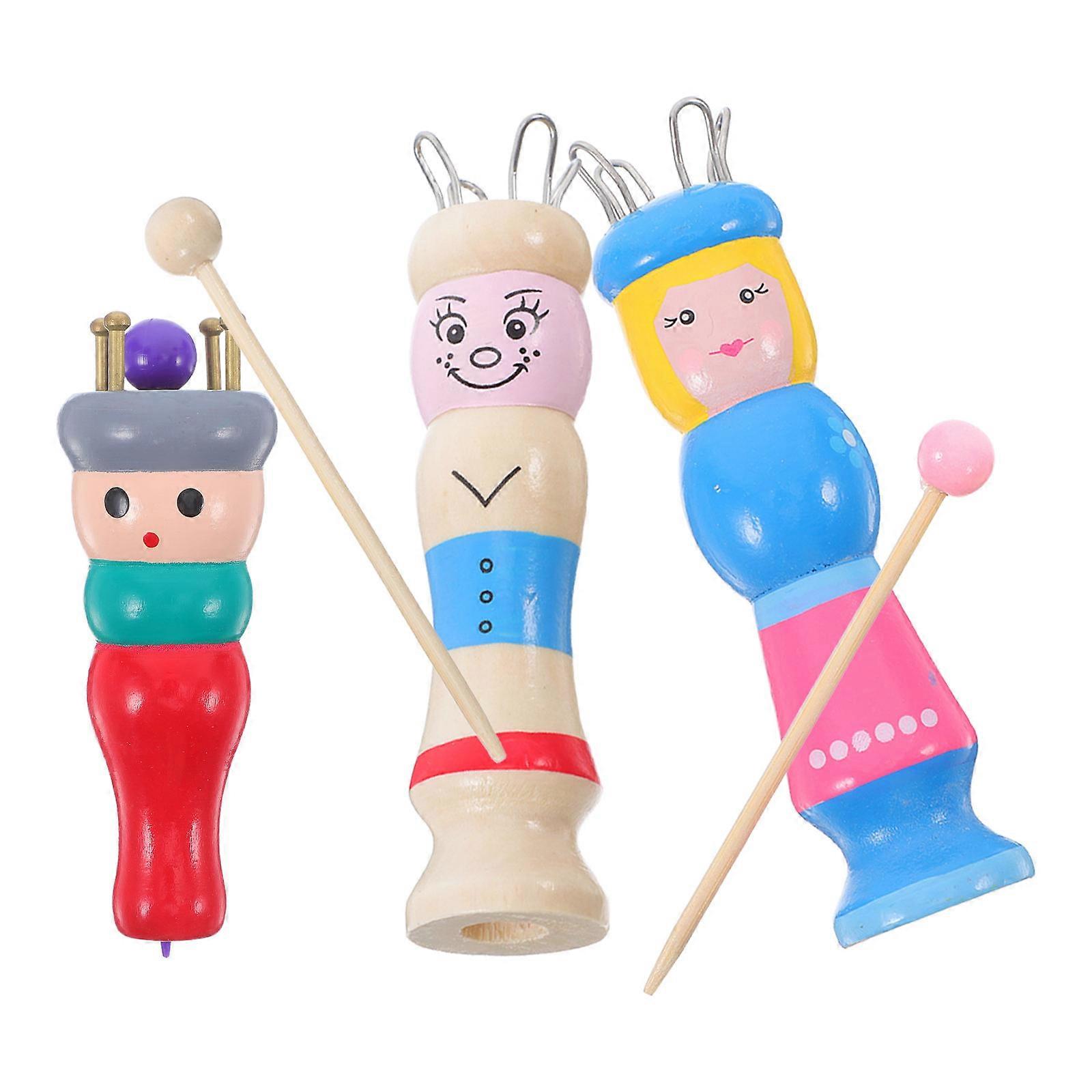 Children's Wooden Doll Knitting Tool Set for DIY Craft with 3Pcs Beginner Kit