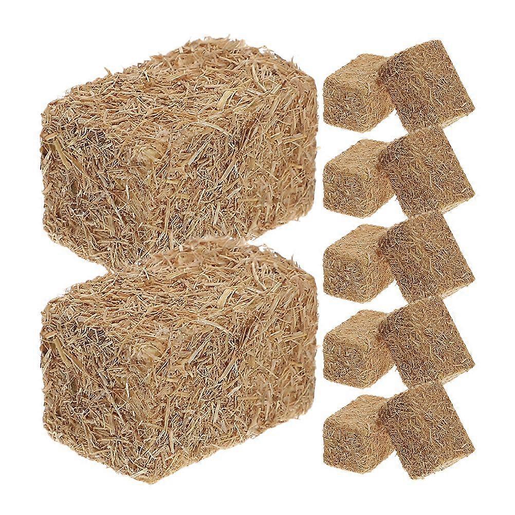 12Pcs Mini Hay Bales Simulation Mini Straw Hay Miniature Figurine Fake Hay DIY Autumn Harvest Decoration