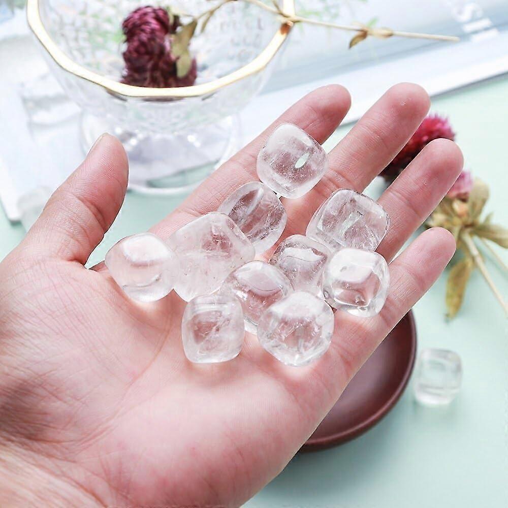 1 Piece Natural White Crystal Rolling Block Stone Garden Aquarium Clear Quartz Square Tumbled Stone Polished Gravel Home Decoration (Size: 5pc)