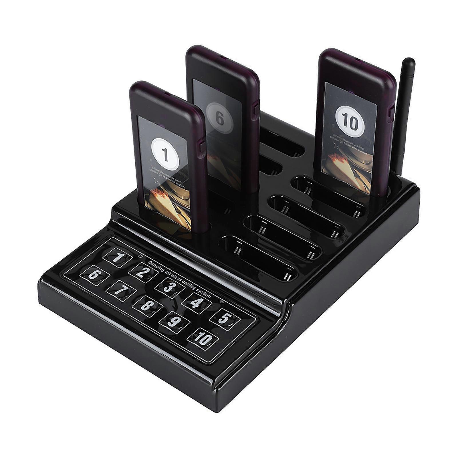 Wireless Restaurant Pager System 10-Ch Keypad 433.92MHz Black