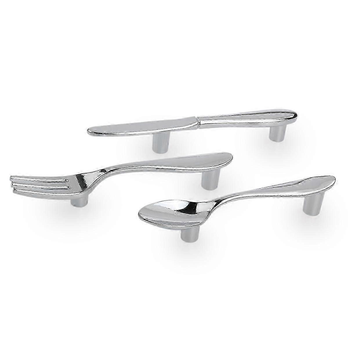 3pcs Spoon Fork Kitchen Cabinet Closet Drawer Pull Handles Knobs