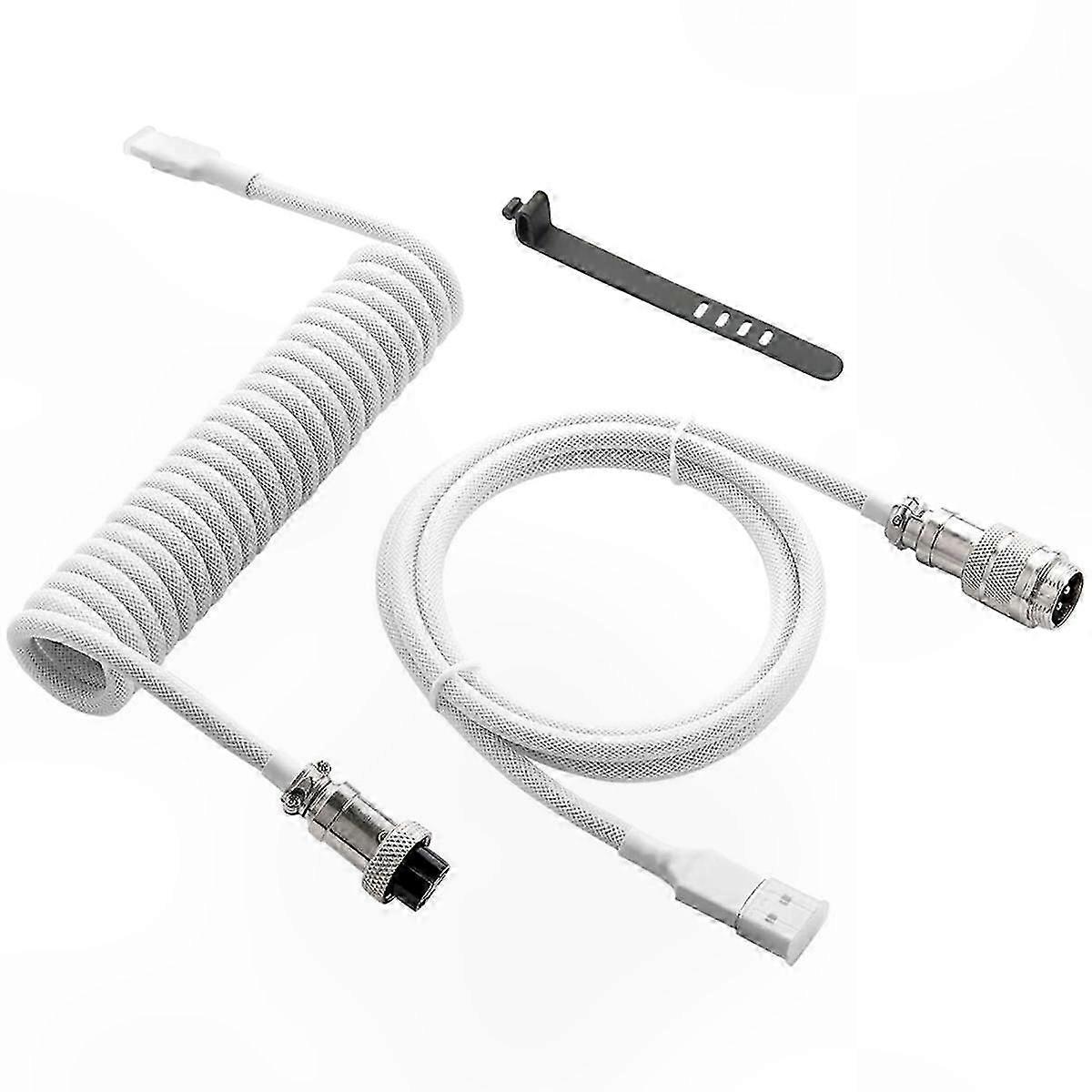 Custom Coiled USB-C Cable for Mechanical Keyboards, Double Sleeved Design for Gaming Keyboards