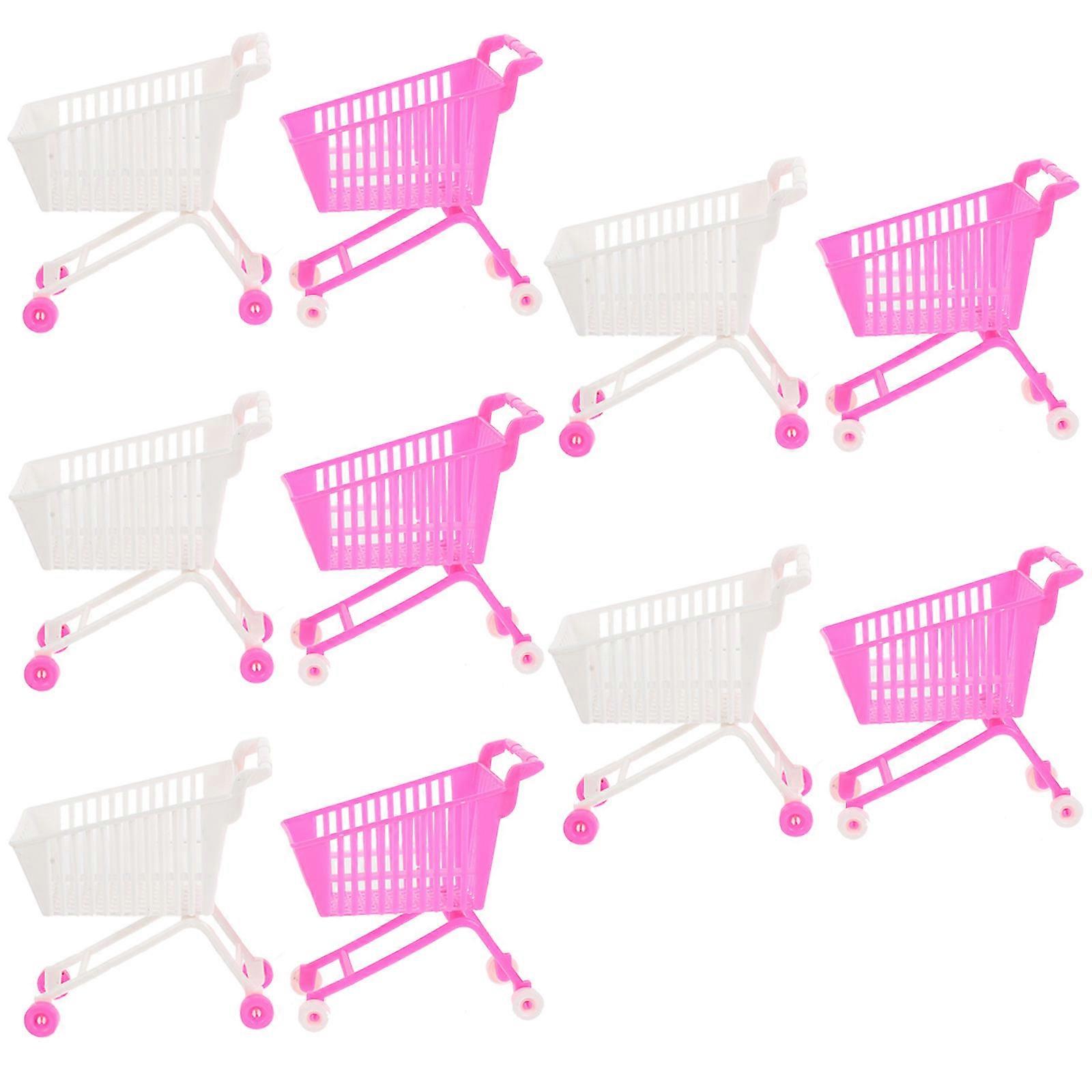 10pcs Mini Shopping Cart Trolley Model – Role Play & Imaginative Play Accessory for Boys, Great for Desk Organization & Creative Building