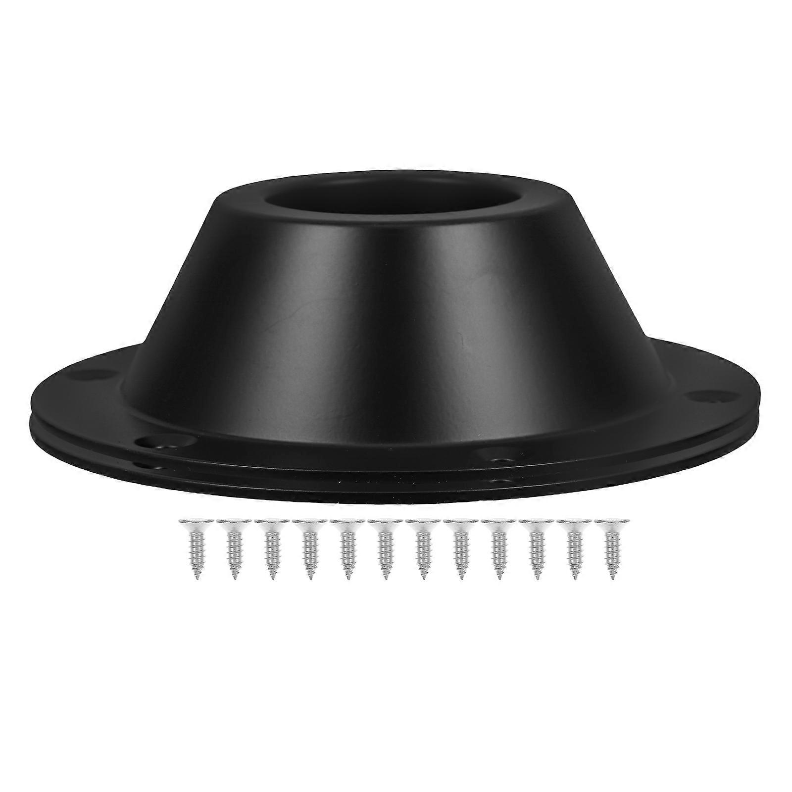 Black Aluminum RV Table Base Flange with Screws for Floor Mount Pedestal Tables Heavy Duty Design for Camper, Boat, and Yacht Use