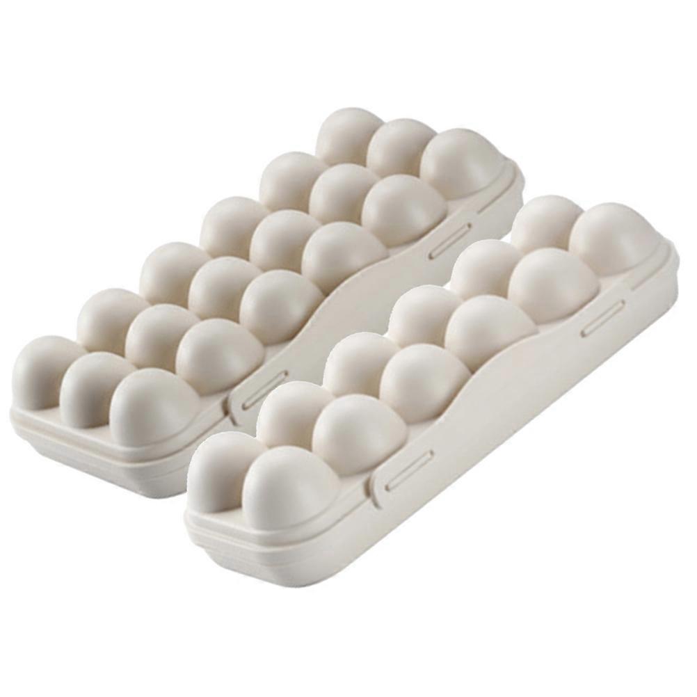 Egg Container 2Pcs for Refrigerator Accessories Home Use Khaki Plastic for Protect Eggs