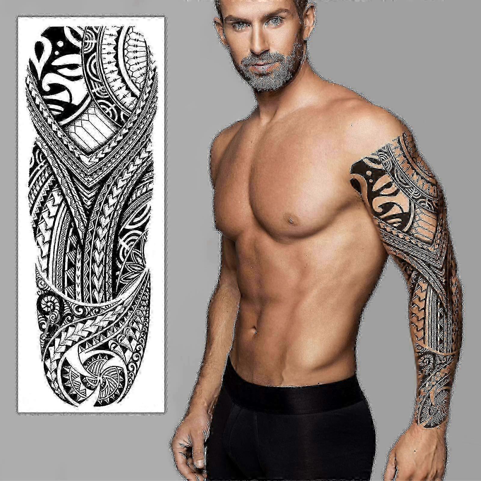 一時的なタトゥースリーブトランスファー - 妄想タトゥーフルアーム部族防水偽タトゥーステッカー男性と女性用