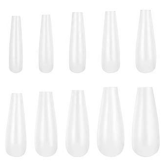 500PCS Long Coffin Fake Nails Full Cover Natural Ballerina False Nail Tips in 10 Sizes - White by Frcolor