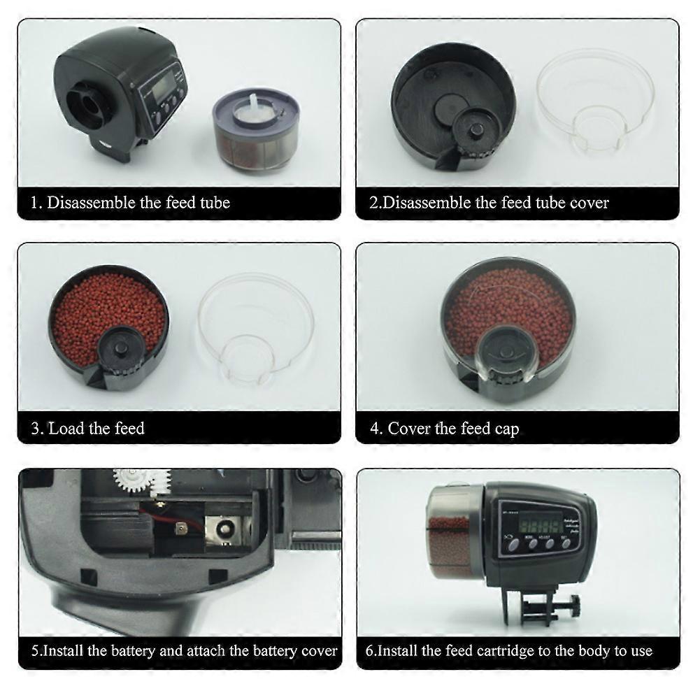 Adjustable Fish Tank Feeder 30-80g Food Timer with Display