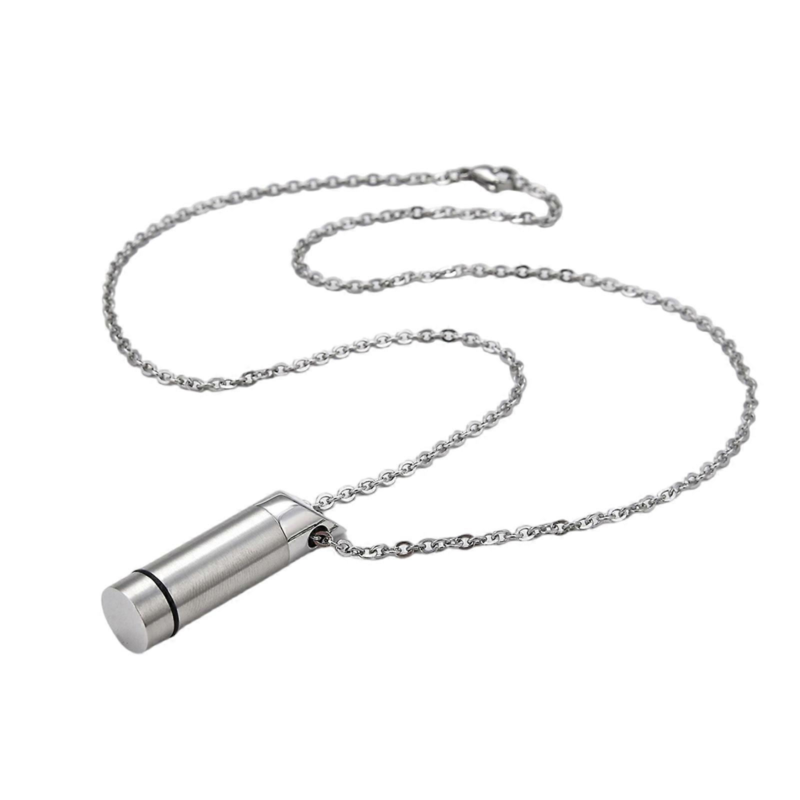 Reusable Perfume Pendant Necklace Adjustable Clavicle Chain Odorless Steel Container For Discreet Fragrances Refreshment  Steel color