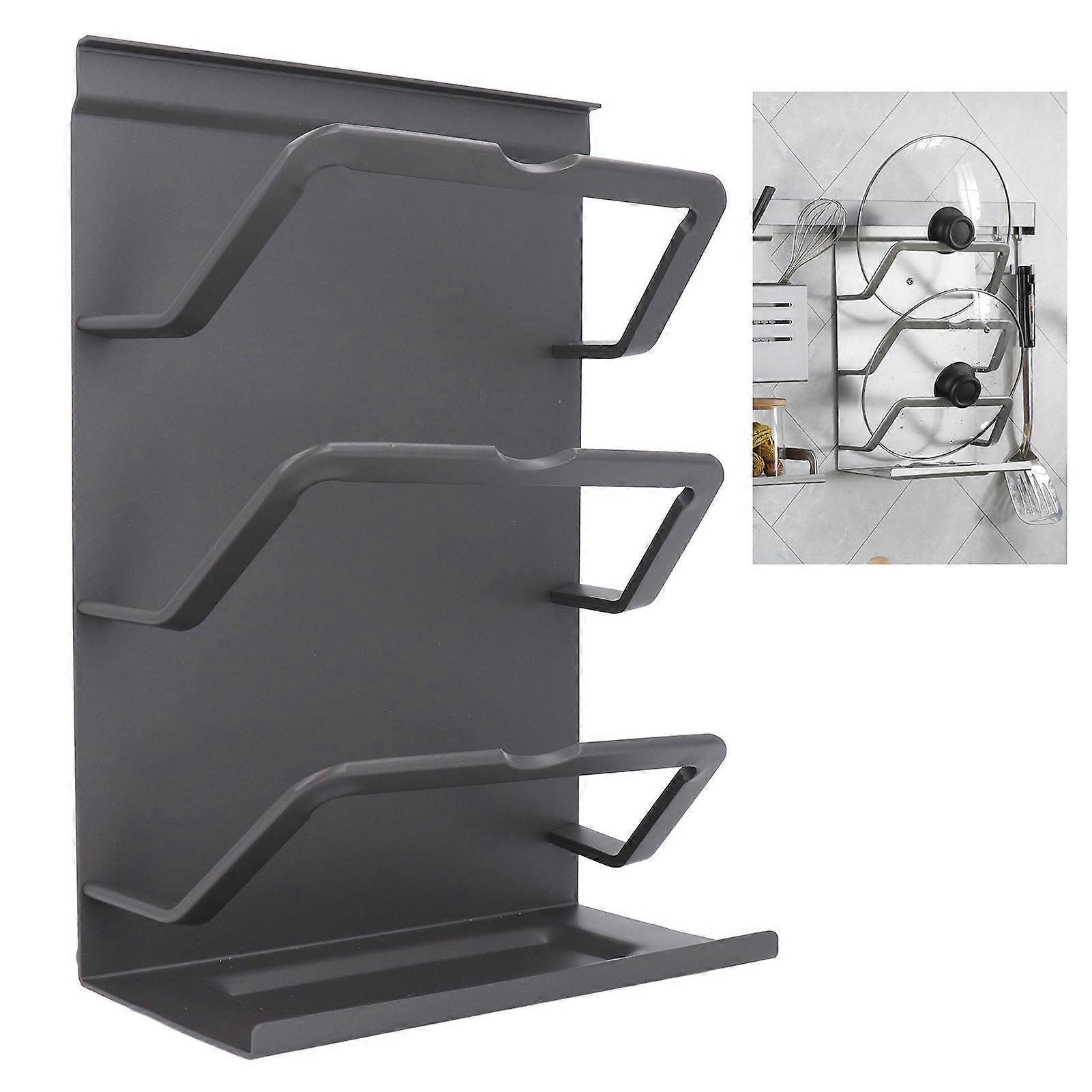 Aluminum Alloy Pot Lid Rack Wall Mount Space-Saving Organizer