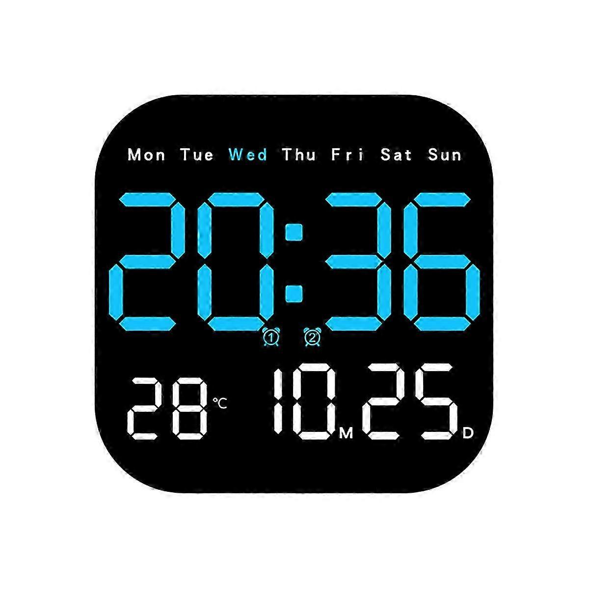 Wall Clocks Temperature Date Week Dispaly Electronic Table Clock,B