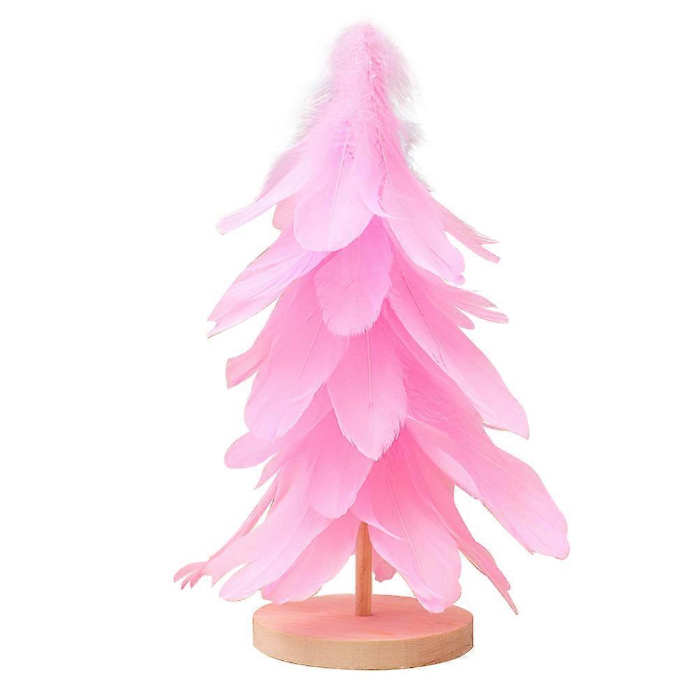 Lighted Tree Christmas Tree With Wooden Base For Party Ornament 30x15cm Decorative 1Pack