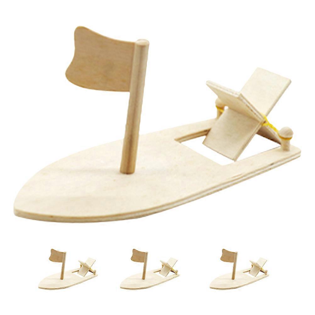 DIY Wooden Sailboat for Kids Painting and Home Decoration Made of Sturdy Wood Beige 4pcs