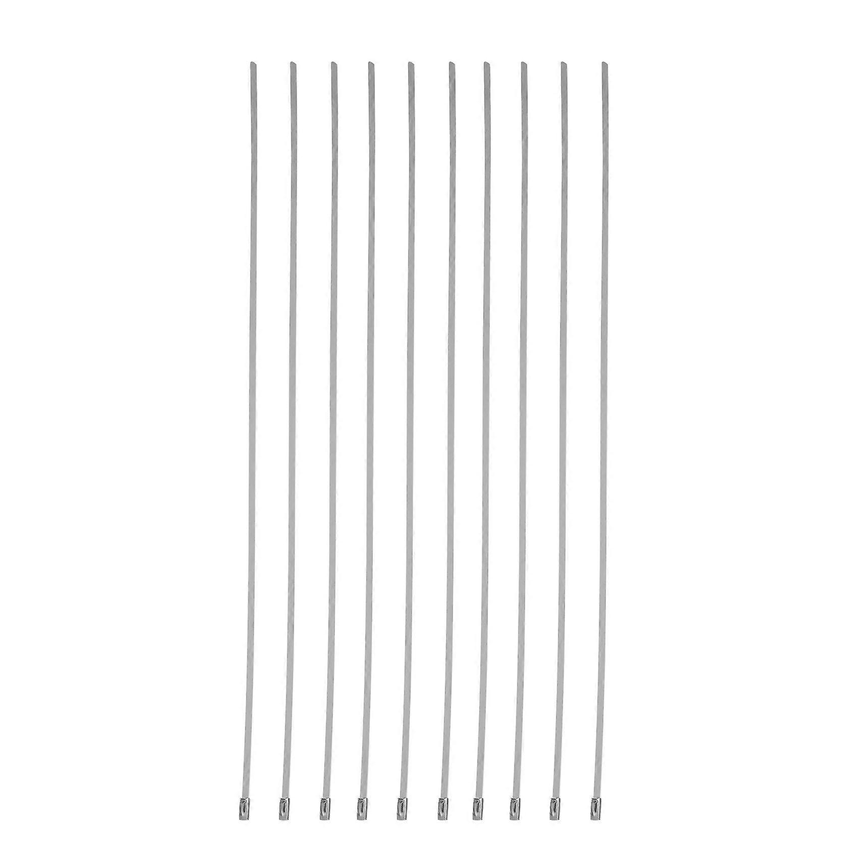 10Pcs 17.7" Stainless Steel Locking Cable Ties For Exhaust Pipe Header Wrap Tape Silver