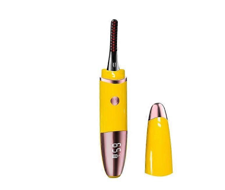 Heated Eyelash Curler - Quickly Heats Up in 10 Seconds - Lasts 24 Hours - With Type-C Port, With LED Display(YELLOW)