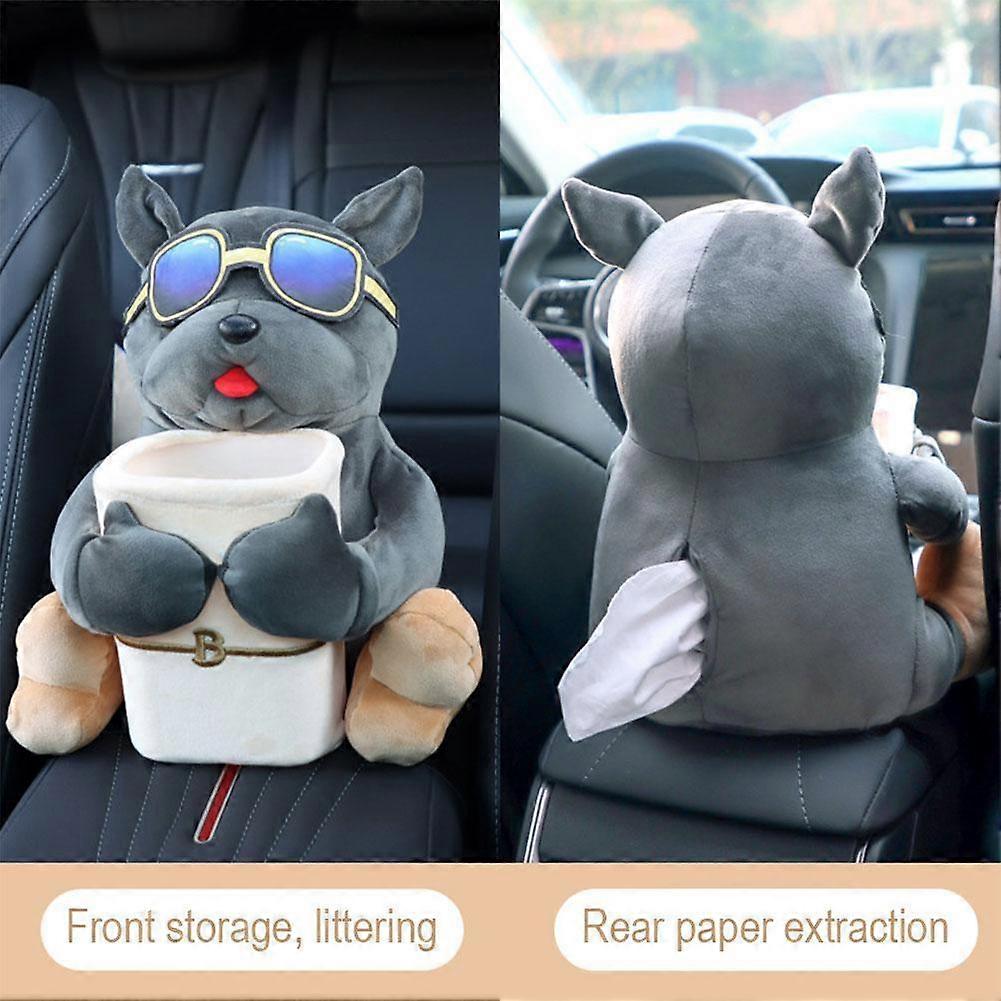 Cute Plush Dog Car Tissue Box Central Console Plush Dog Car Tissue Box