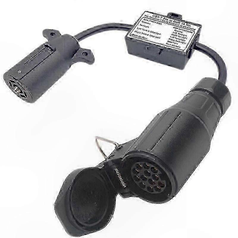 7-Pin Flat to 13-Pin Round Trailer Light Adapter for US Vehicles and EU Trailers