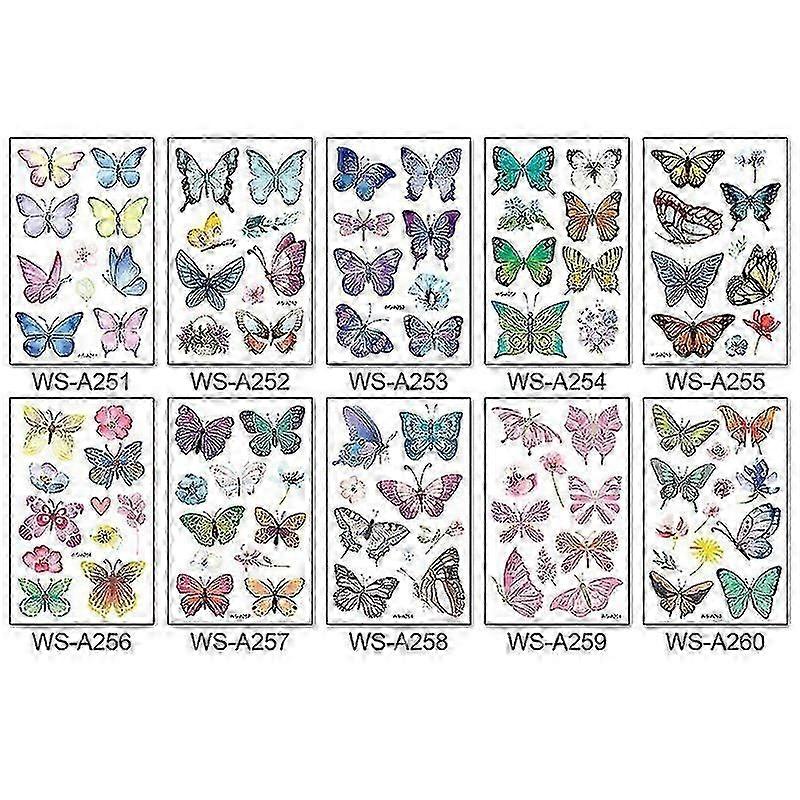 10pcs Butterfly Tattoos For Kids Womens 3d Tattoos, Colorful Body Art Temporary Tattoos