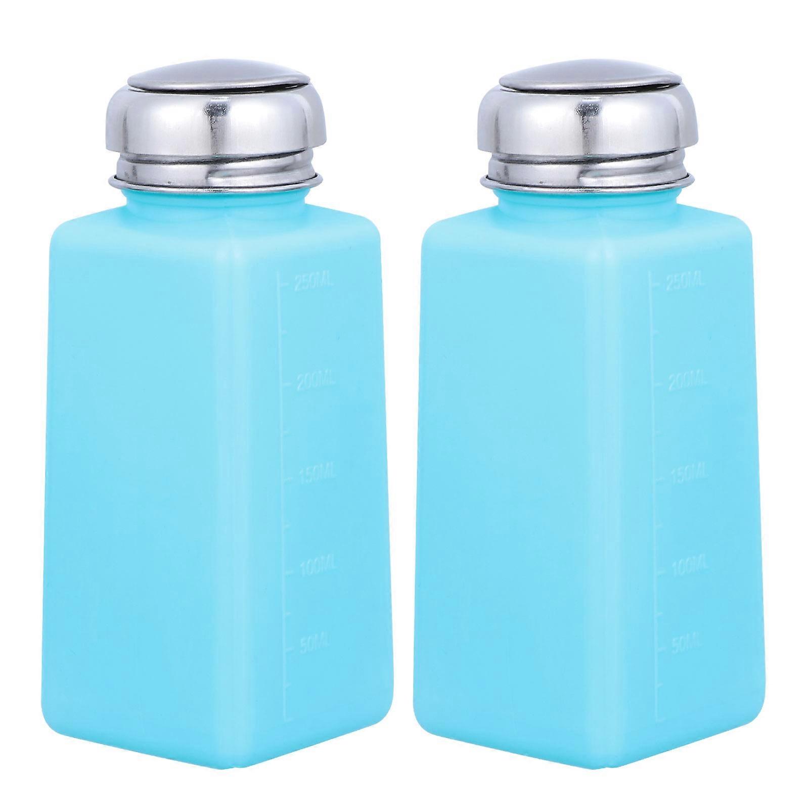 Push Down Alcohol Liquid Bottles for Storage Use 2Pcs Durable Blue Dispenser