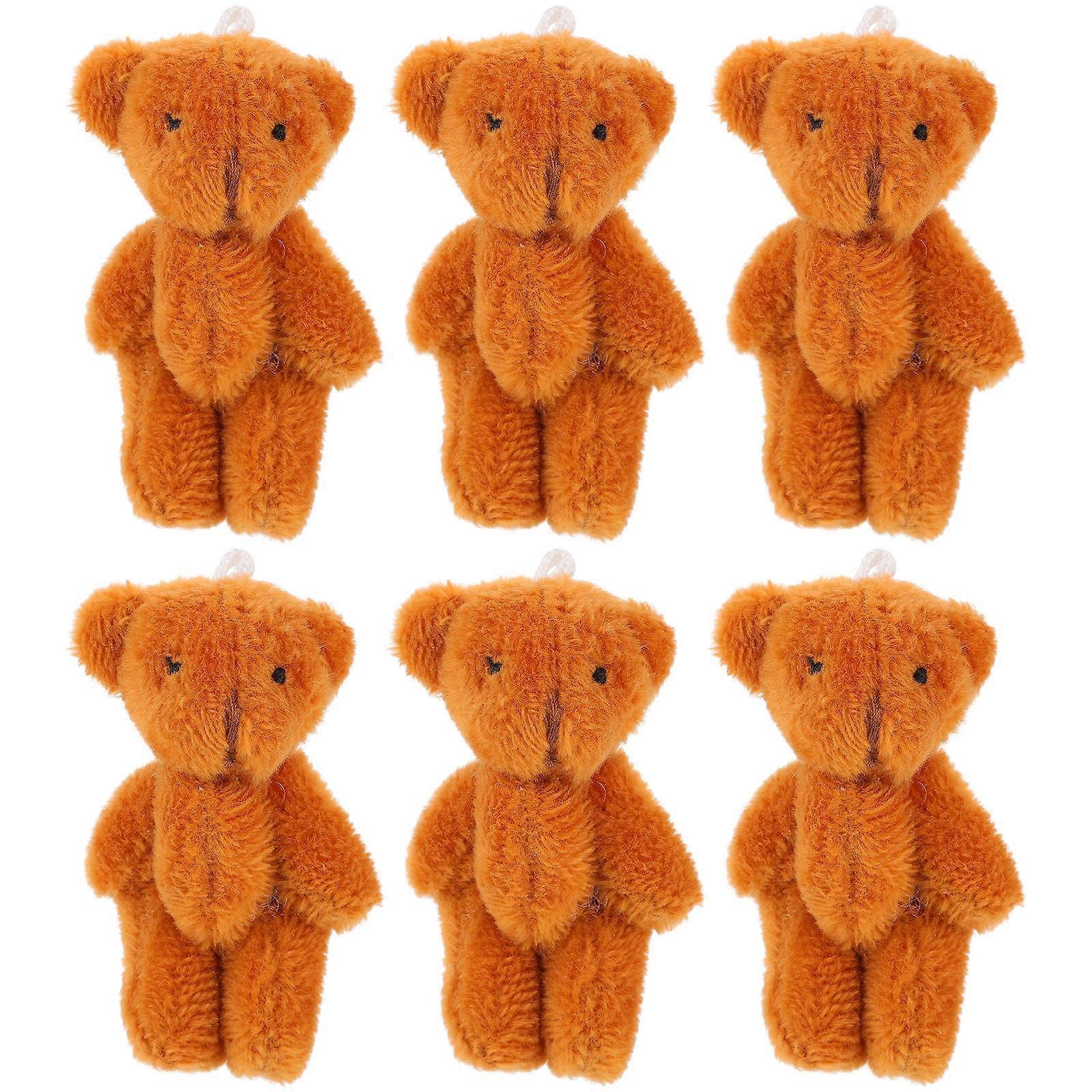 Bear Keychain Decor Mini Bear Stuffed Animal Pendant for Hanging 6Pcs Set