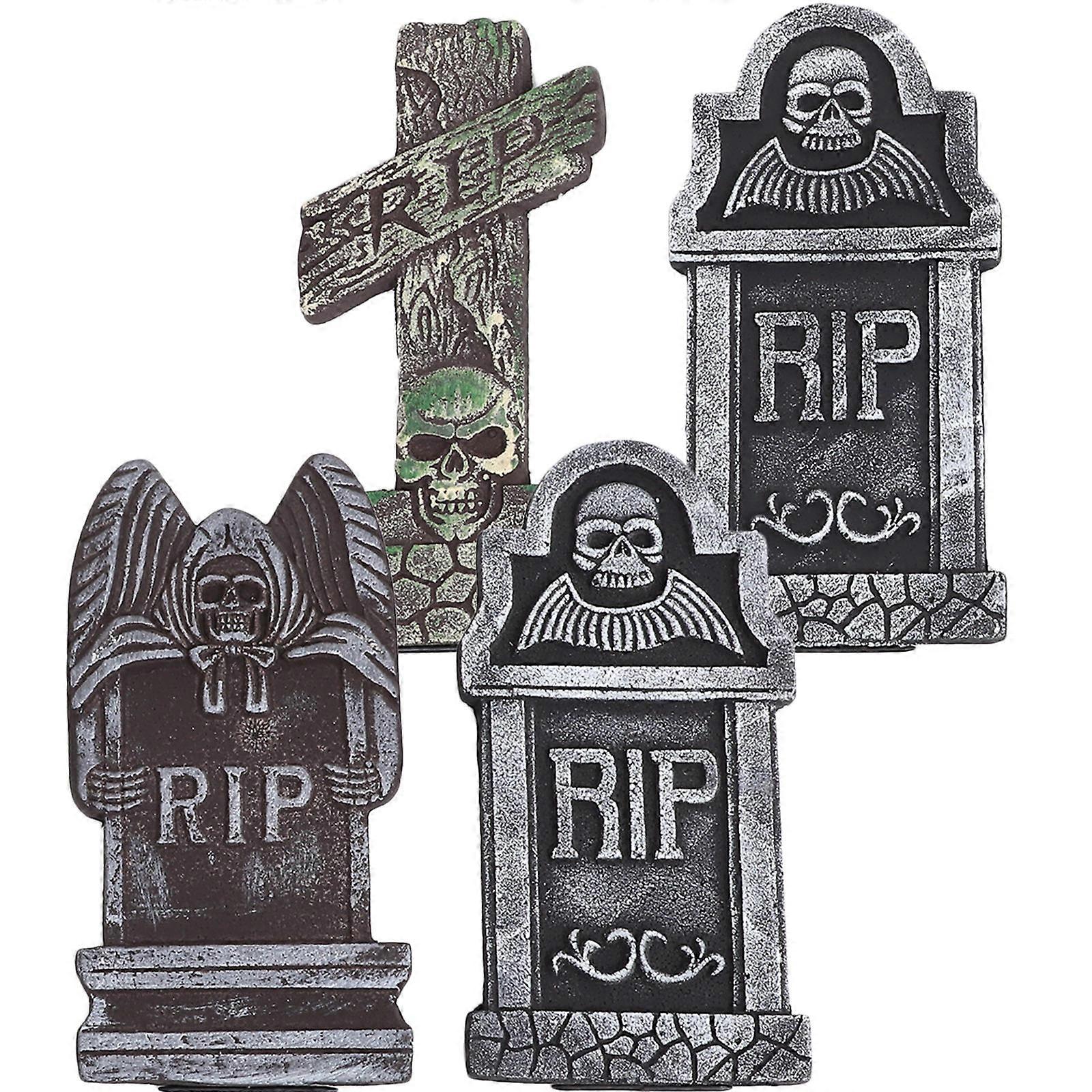 Simulation Tombstone Voice Control for Halloween 4Pcs Haunted House Stone Prop
