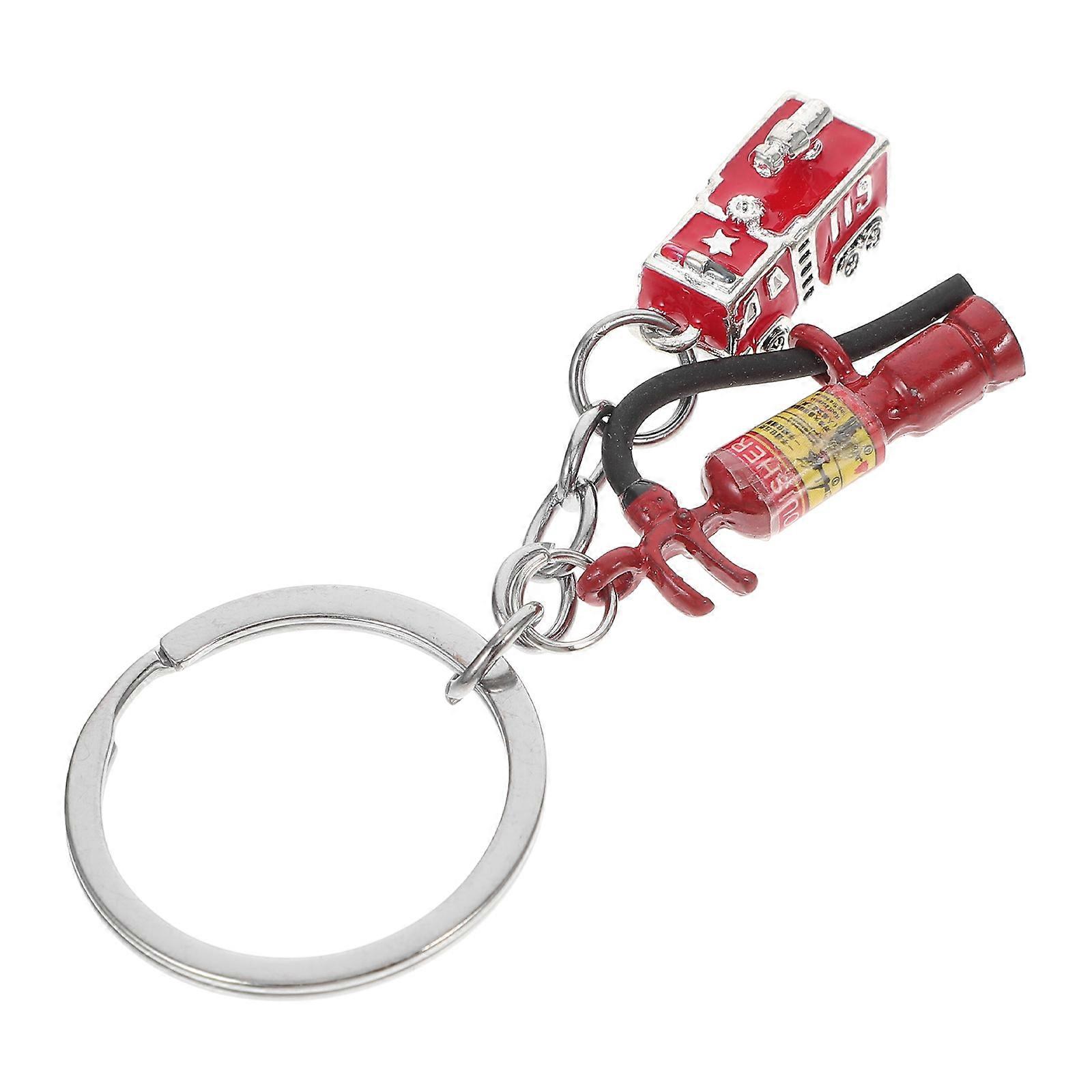 Creative Firefighter Keychain Metal Pendant for Decor Stylish Firefighting Theme Keyring