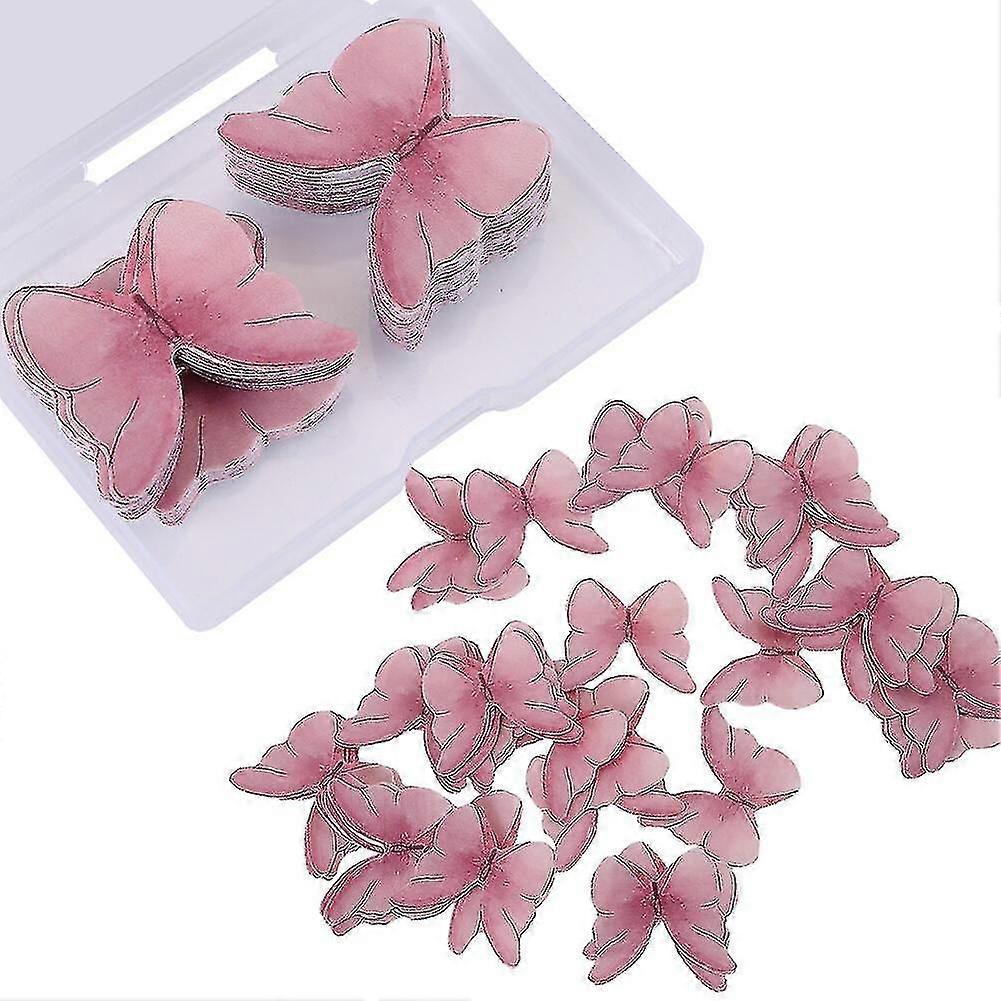 48PCS Edible Butterfly Wafer Paper 3D Colorful Cake Realistic Butterfly Cake Decoration Cupcake Glut