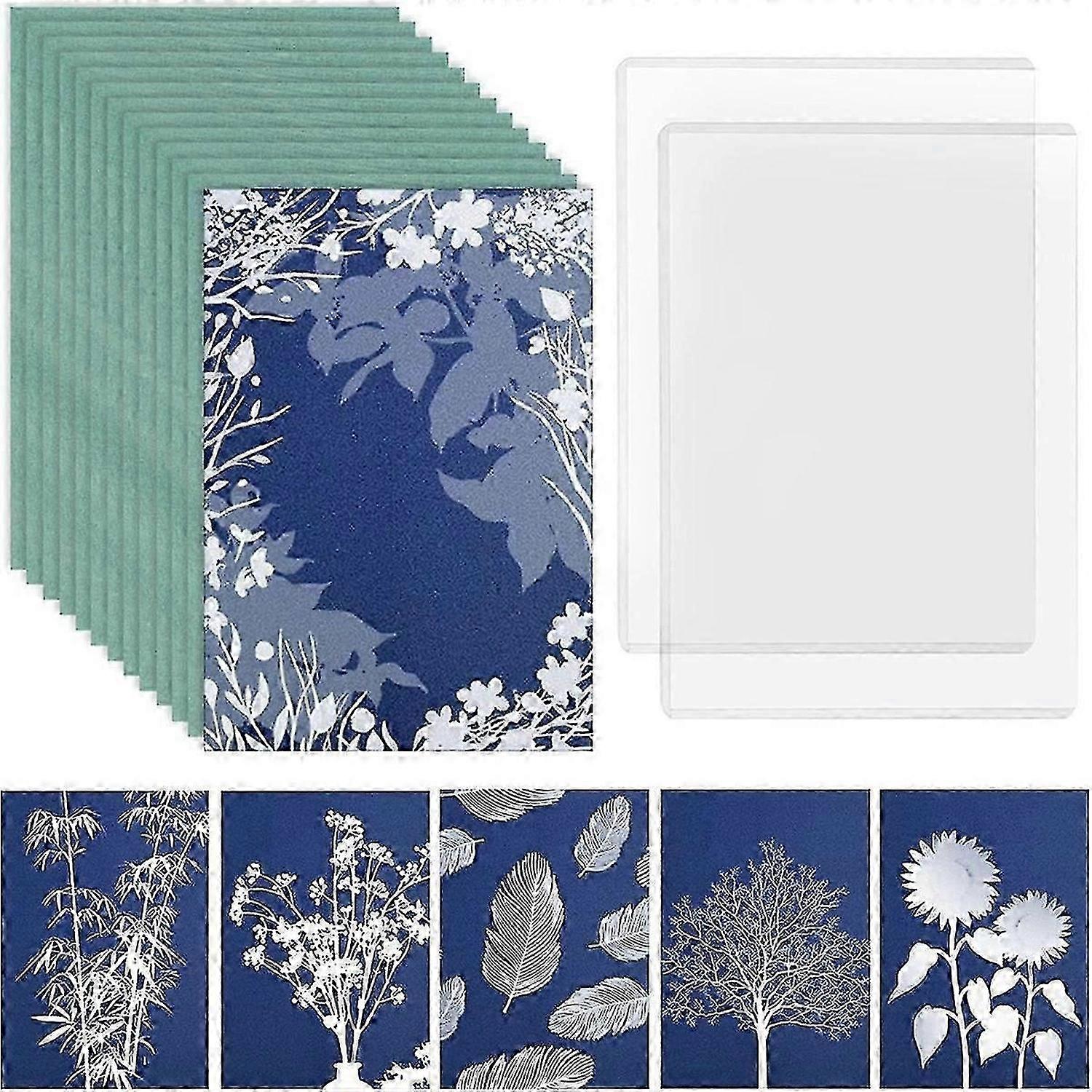 32 Sheets Cyanotype Paper Sun Print Paper Kit, for Sun Printing Sun Sensitive Paper for Kids Adults Crafts DIY Project