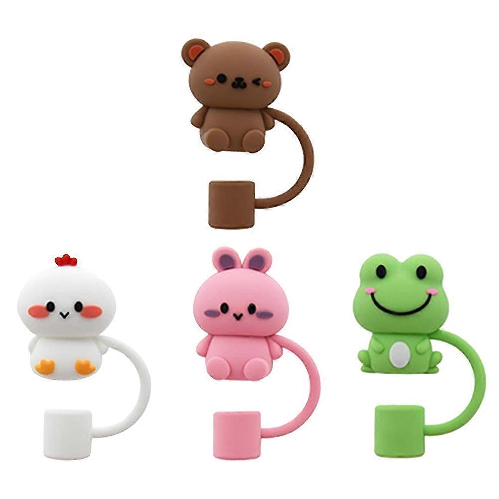 Assorted Color Silicone Straw Caps for Straw 4Pcs Reusable Drinking Covers