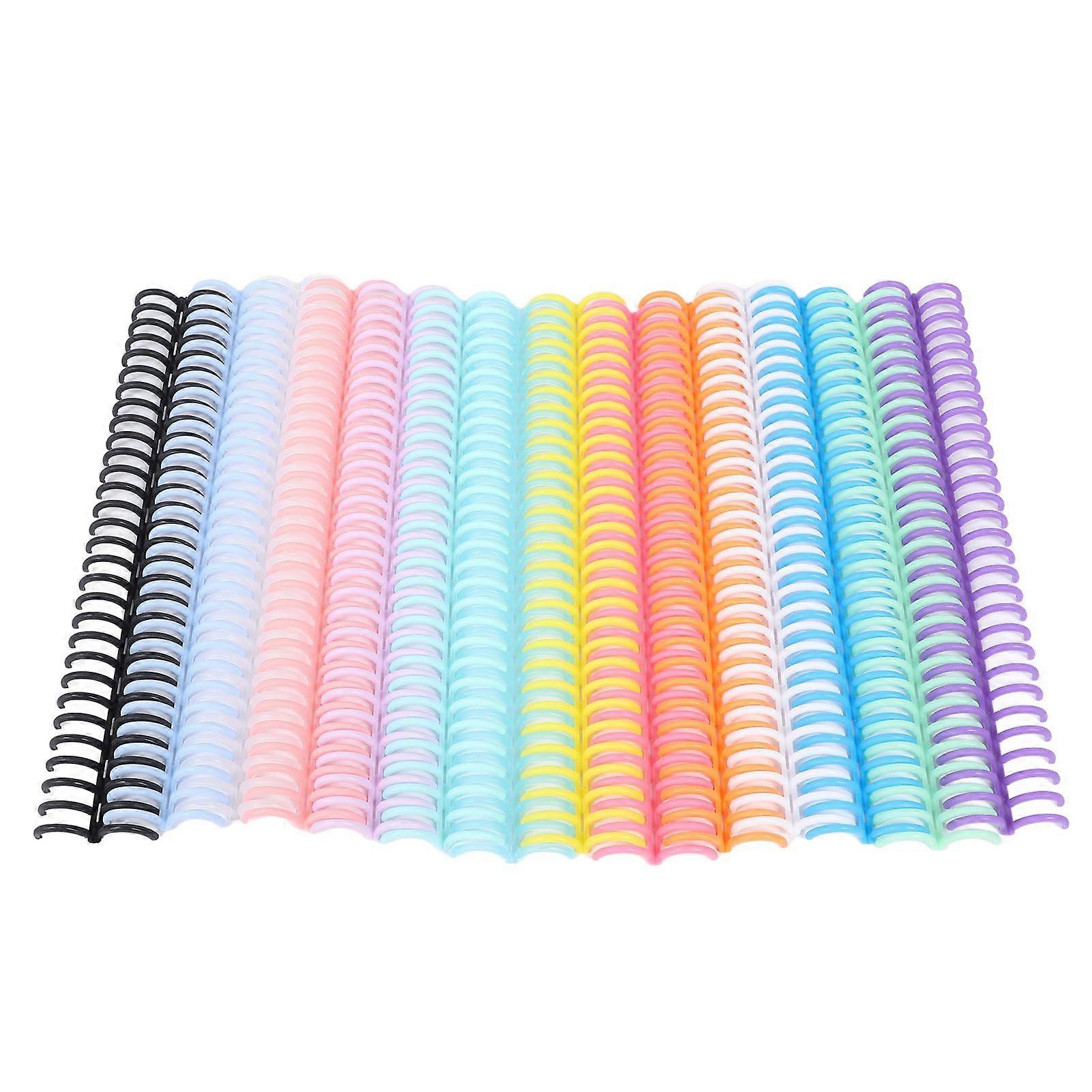 14Pcs 14 Colors Comb Binding Spines 150 Sheet Capacity 19mm X 30 Ring PP Plastic Binder Combs for Notebook Desk Calendar