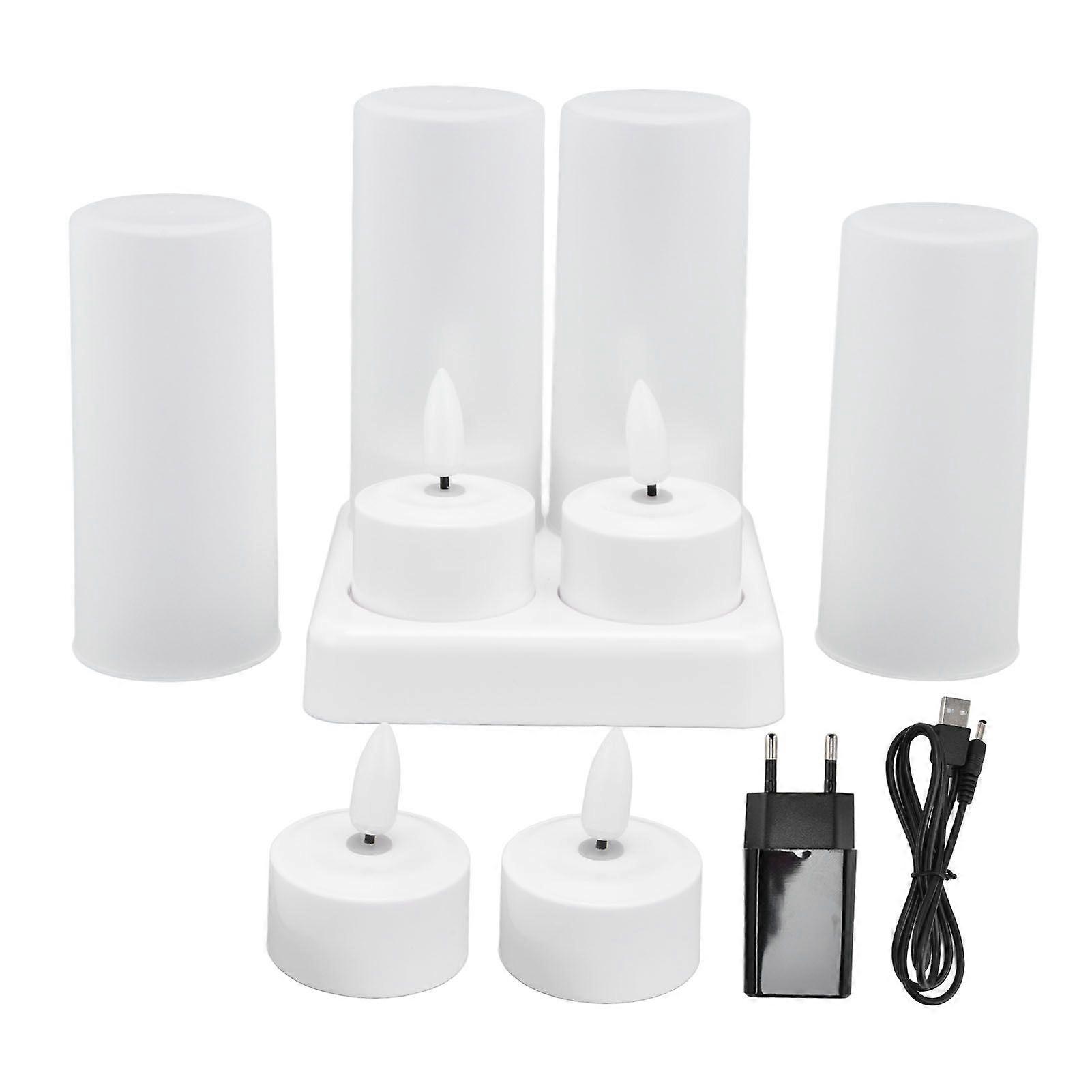 LED Flickering Flameless Candles Yellow Tea Light with Charging Base for Parties Weddings Decoration 100240VEU Plug